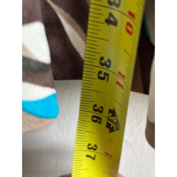 Trina Turk Womens Abstract Print Draped Silk Dress Blue Brown White Size 6 - Picture 6 of 8